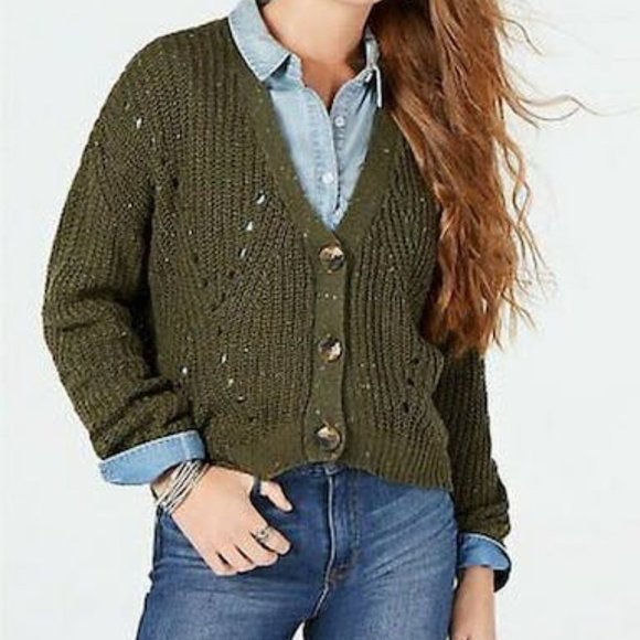 ULTRA Flirt by Ikeddi Juniors Cropped Cardigan Sweater, Various Colors - Picture 2 of 2